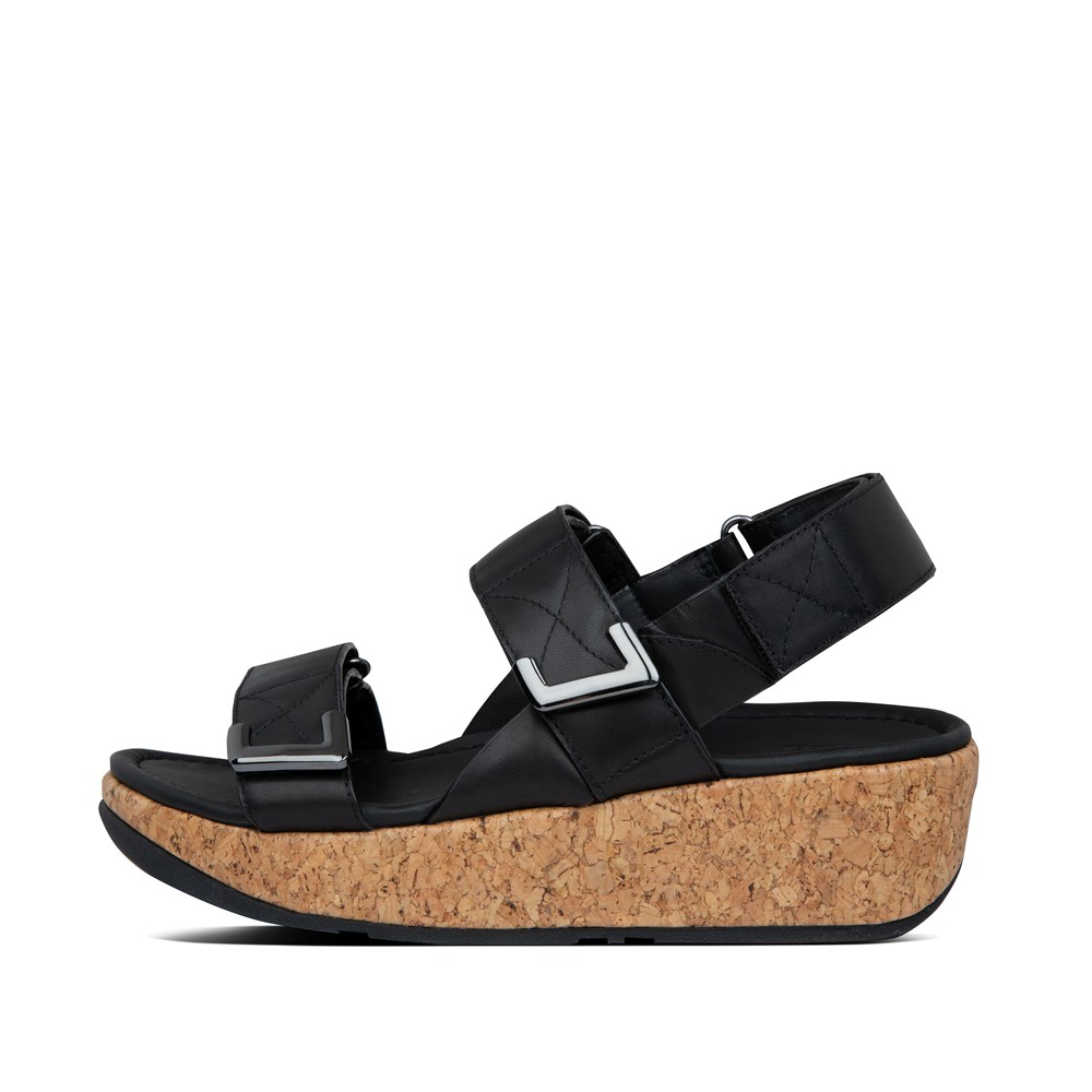 Fitflop Womens Sandals - Remi Adjustable Leather - Black - 261-ZVYWEQ
